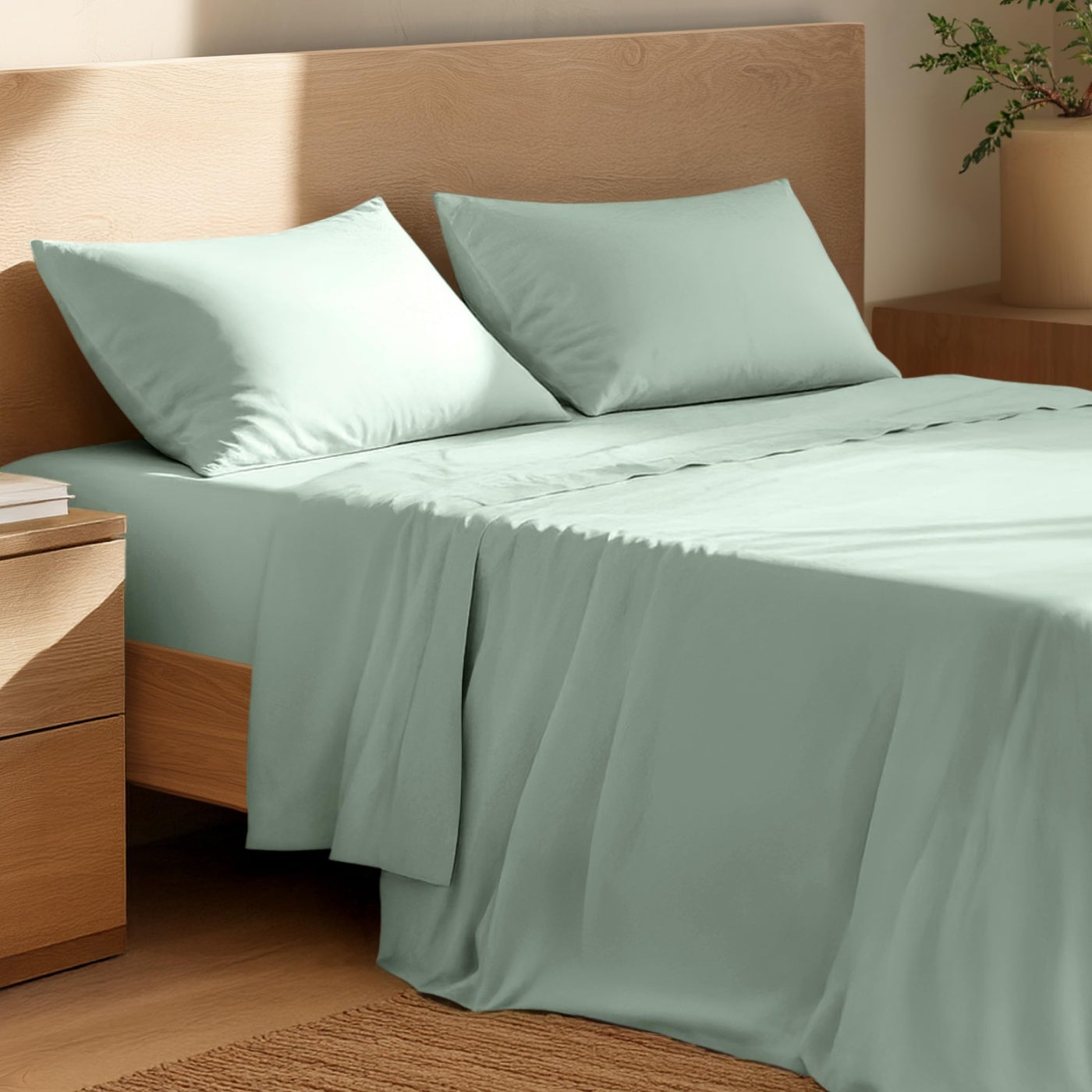 Bare Home 100% Organic Cotton King Sheet Set - Crisp Percale Weave - Lightweight & Breathable - Bedding Sheets & Pillowcases (King, Willow)